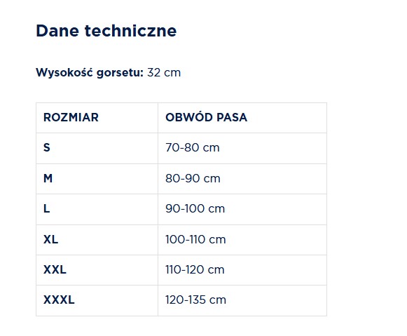 Gorset piersiowo-lędźwiowo-krzyżowy L - model TGO-R SLK 703